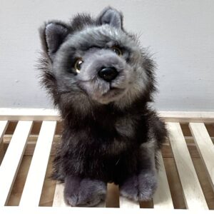 PetJes 990637 Black Wolf Small Sitting Plush Soft Toy