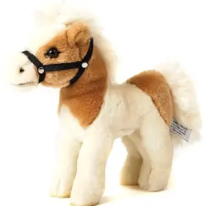 Uni Toys L59029A-BE Horse Beige and White with Bridle 20cm Standing Plush Toy
