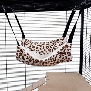Pet Rat Ferret Chinchilla Fluffy Lined Hammock with Pouch - Cheetah Print | Little Friends