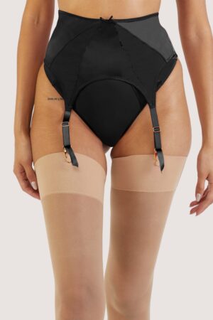 Etta Black Mesh And Satin Suspender Belt | UK 8 | Bettie Page Lingerie