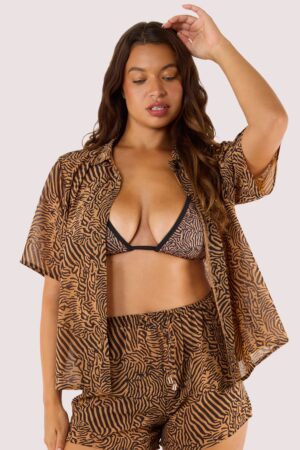 Savana Tiger Print Georgette Beach Shirt | UK 18 | Wolf & Whistle
