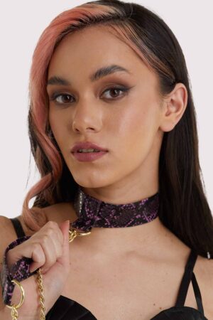 Purple Snake Pu Collar With Lead | UK One | Regalia