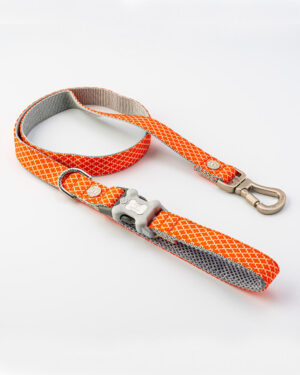 Orange Geometric Fabric Dog Lead