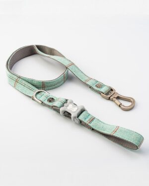 Tweed Dog Lead - Aqua Checked