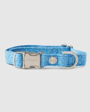 Blue Luxury Tweed Dog Collar