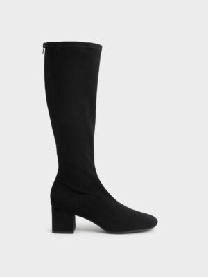 Charles & Keith - Textured Block Heel Knee Boots
