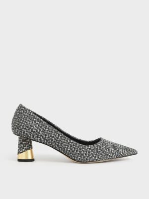 Charles & Keith - Cammie Metallic Sculptural Heel Tweed Pumps