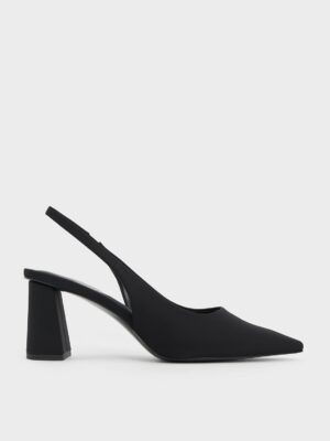 Charles & Keith - Teagan Elastane Trapeze Heel Slingback Pumps