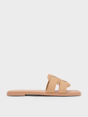 Charles & Keith - Trichelle Interwoven Leather Slide Sandals