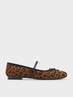 Charles & Keith - Emiko Leopard-Print Bow Mary Jane Flats