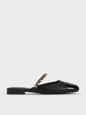 Charles & Keith - Patent Chain-Strap Mules
