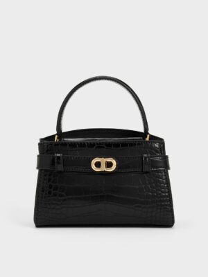 Charles & Keith - Aubrielle Croc-Effect Top Handle Bag