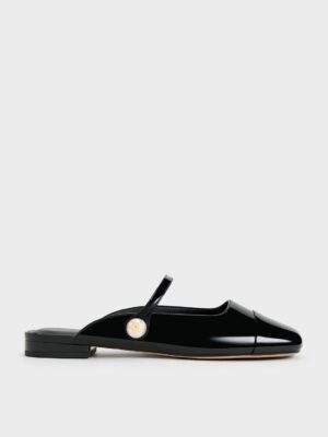 Charles & Keith - Aeryn Patent Pearl Embellished Flat Mules