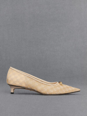 Charles & Keith - Christie Mesh Kitten-Heel Pumps