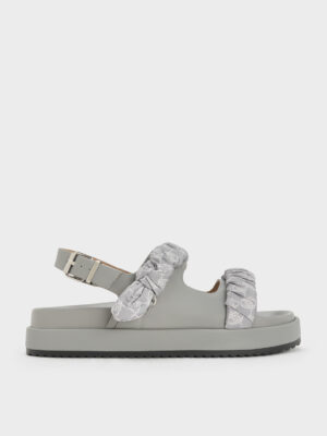 Charles & Keith - Tully Leather Ruched-Strap Sandals