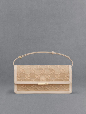 Charles & Keith - Mesh & Leather Monogram Shoulder Bag