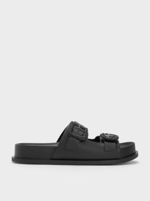Charles & Keith - Woven-Buckle Double-Strap Sandals