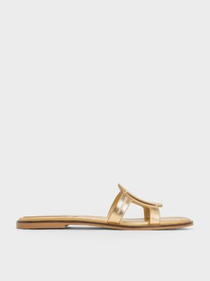 Charles & Keith - Easley Metallic Cut-Out Slide Sandals