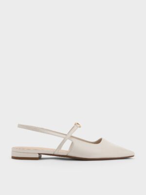 Charles & Keith - Trifina Metallic-Accent Pointed-Toe Slingback Flats