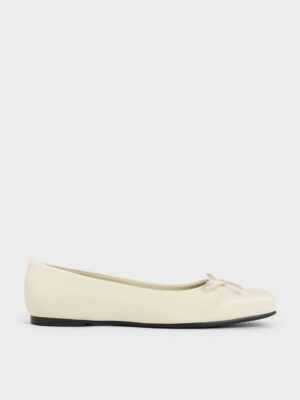 Charles & Keith - Square-Toe Bow Ballet Flats