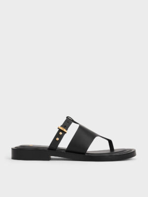 Charles & Keith - Leather Asymmetric Thong Sandals