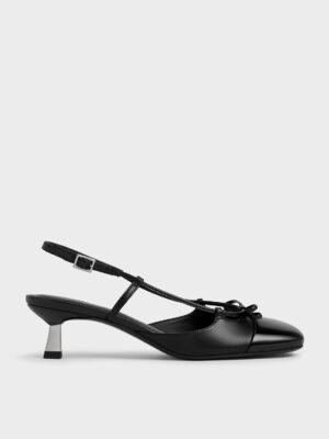 Charles & Keith - Patent Cap-Toe Bow Slingback Pumps