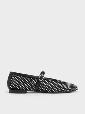 Charles & Keith - Maggie Mesh Crystal-Embellished Mary Janes