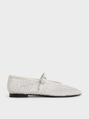 Charles & Keith - Maggie Mesh Crystal-Embellished Mary Janes