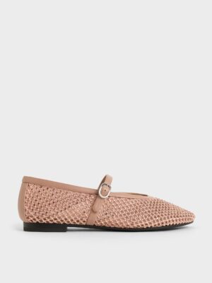 Charles & Keith - Maggie Mesh Crystal-Embellished Mary Janes