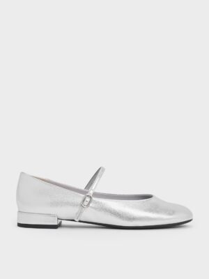 Charles & Keith - Gertrude Metallic Round-Toe Mary Janes