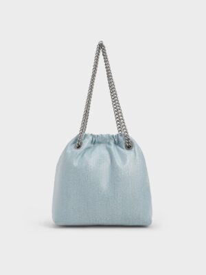 Charles & Keith - Caia Denim Chain-Handle Tote Bag