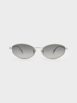 Charles & Keith - Celestia Crystal-Accent Oval Sunglasses