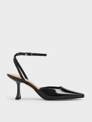 Charles & Keith - Leather Sculptural-Heel Ankle-Strap Pumps