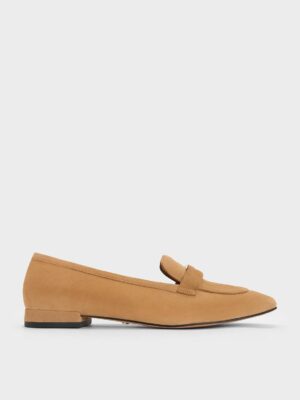 Charles & Keith - Suede Penny Square-Toe Loafers