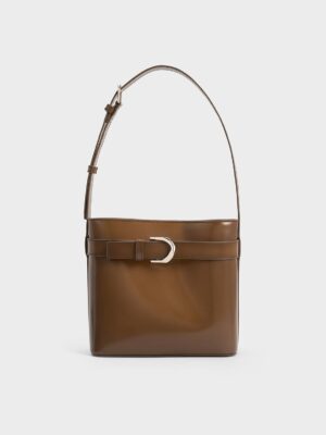 Charles & Keith - Gabine Leather Belted Bucket Bag