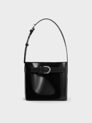 Charles & Keith - Gabine Leather Belted Bucket Bag