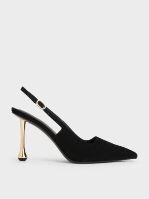 Charles & Keith - Faux Suede Sculptural-Heel Pointed-Toe Pumps