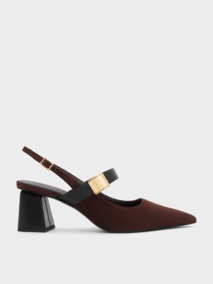 Charles & Keith - Yvette Faux Suede Mary Jane Slingback Pumps
