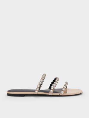 Charles & Keith - Crystal-Embellished Triple-Strap Sandals