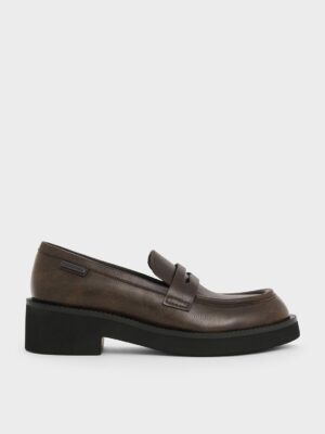 Charles & Keith - Chunky-Sole Penny Loafers
