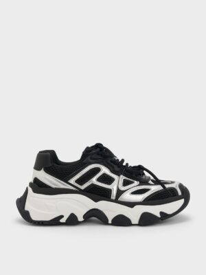 Charles & Keith - Gaskell Metallic Mesh Chunky Sneakers