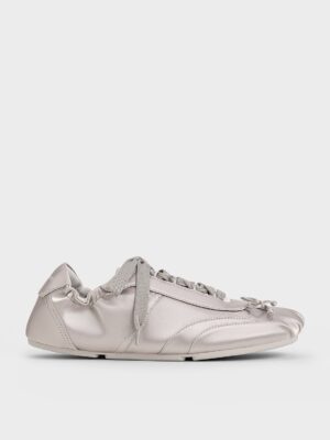 Charles & Keith - Cece Satin Ruched Bow Sneakers