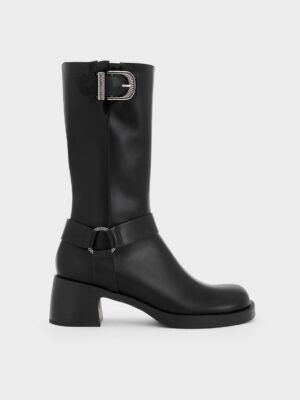 Charles & Keith - Kirke Buckled Mid-Calf Biker Boots