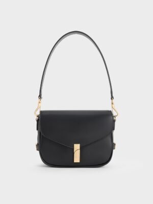 Charles & Keith - Aurelia Metallic-Accent Saddle Bag