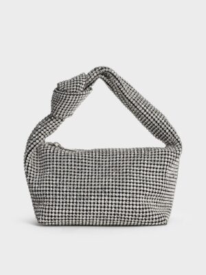 Charles & Keith - Crystal-Embellished Knotted-Strap Shoulder Bag