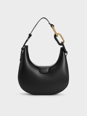 Charles & Keith - Kora Metallic-Accent Moon Bag