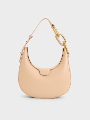 Charles & Keith - Kora Metallic-Accent Moon Bag