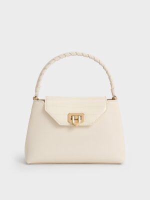 Charles & Keith - Arwen Croc-Effect Braided-Strap Top Handle Bag