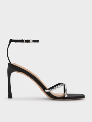 Charles & Keith - Recycled Polyester Crystal-Embellished Ankle-Strap Sandals