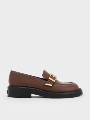 Charles & Keith - Leather Buckled-Strap Loafers